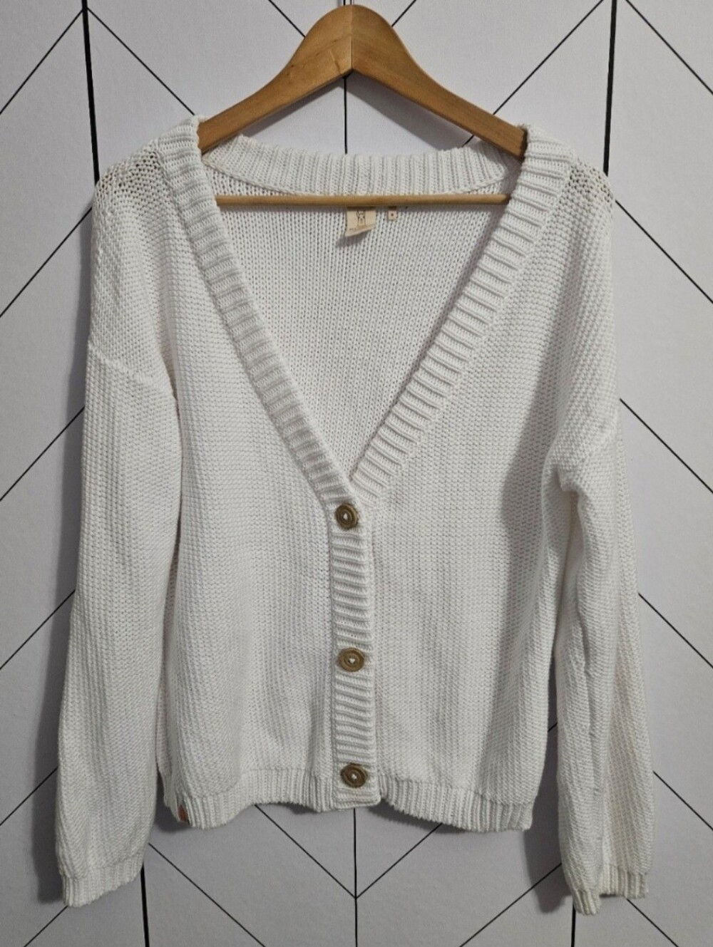 Sh*t That I Knit White Cabot Cardigan Sweater. Size Medium